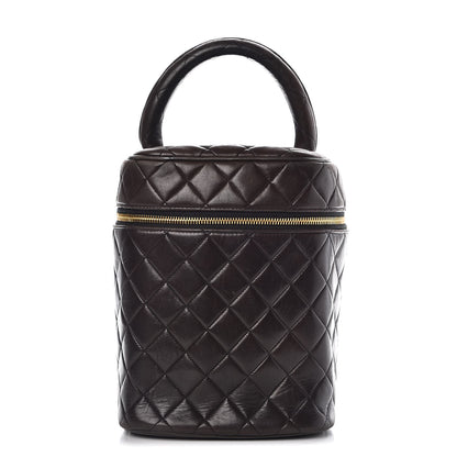Chanel Lambskin Quilted Cosmetic Vanity Bag Brown 1 of 16