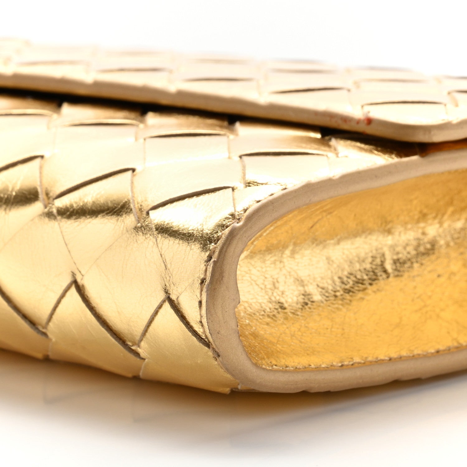 Bottega Veneta Metallic Lambskin Intrecciato Long Andiamo Top Handle Clutch Gold 10 of 13