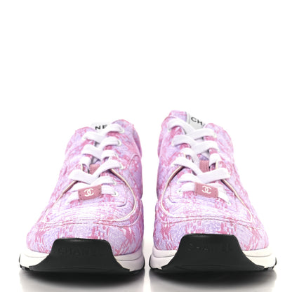 Chanel Tweed CC Sneakers 39 Pink 3 of 8