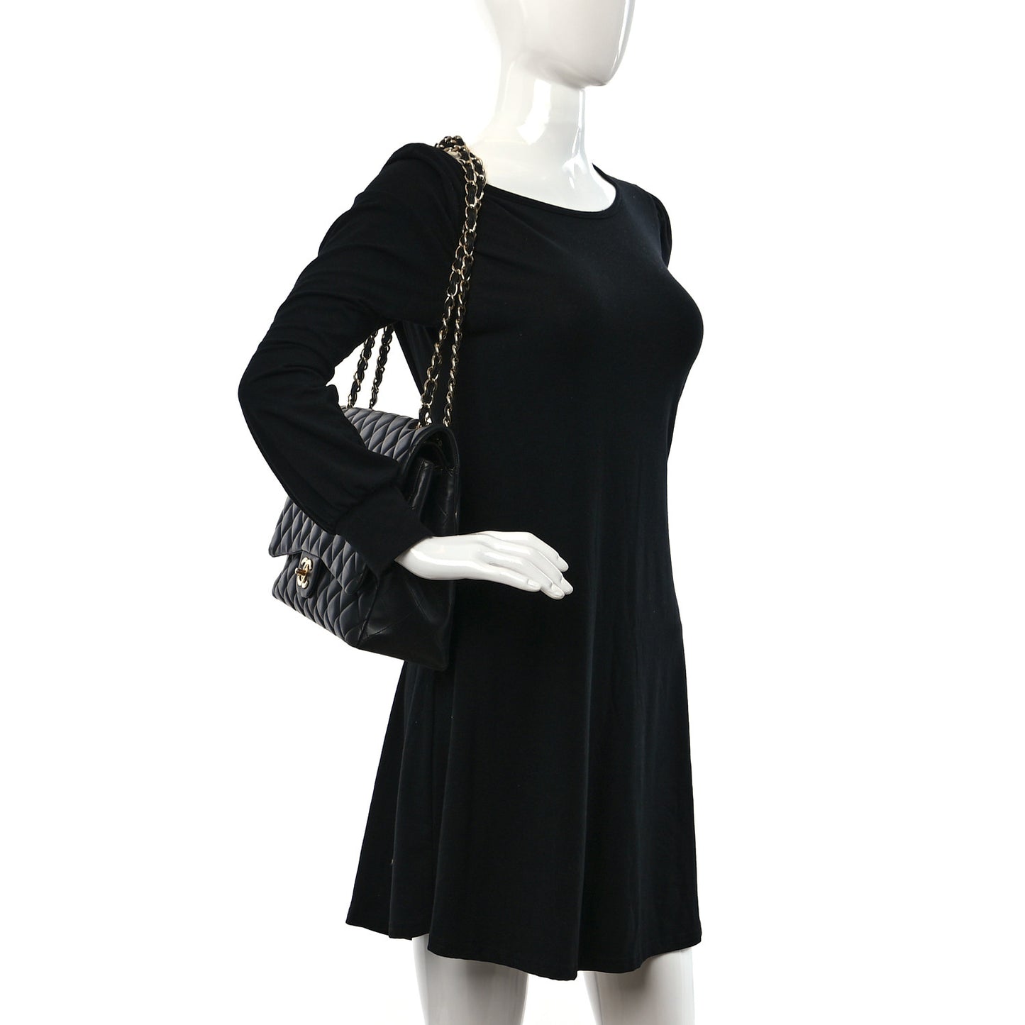 Lambskin Quilted Maxi Double Flap Black