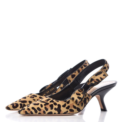 Christian Dior Calf Hair Lambskin Leopard Sweet D Slingback Pumps 37.5 3 of 11