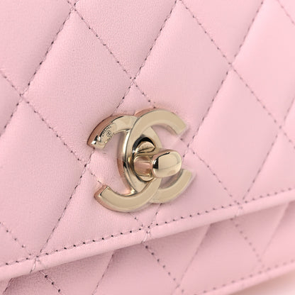 Chanel Lambskin Quilted Trendy Chain CC Wallet On Chain WOC Light Pink 14 of 14