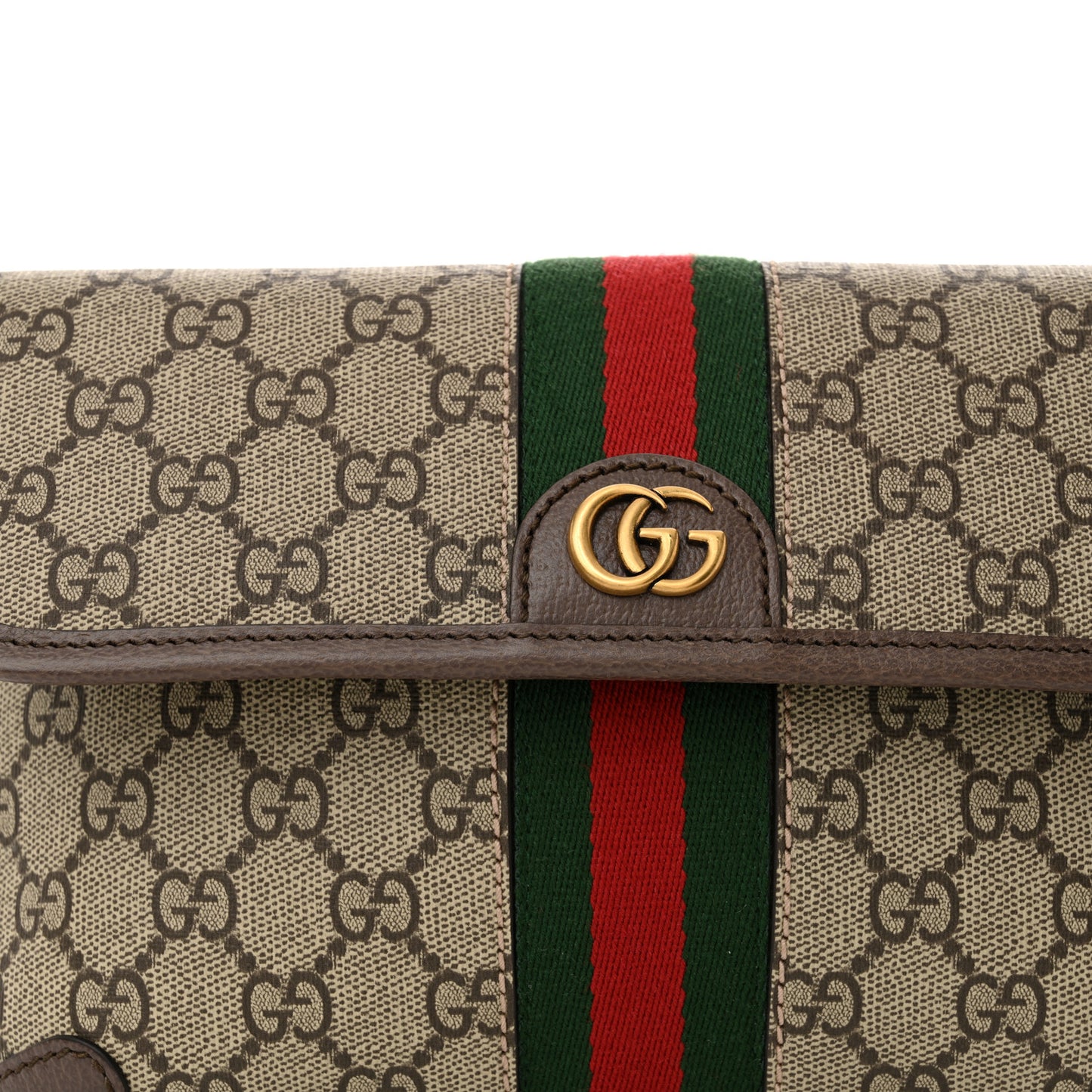 GG Supreme Monogram Web Small Ophidia Belt Bag Brown