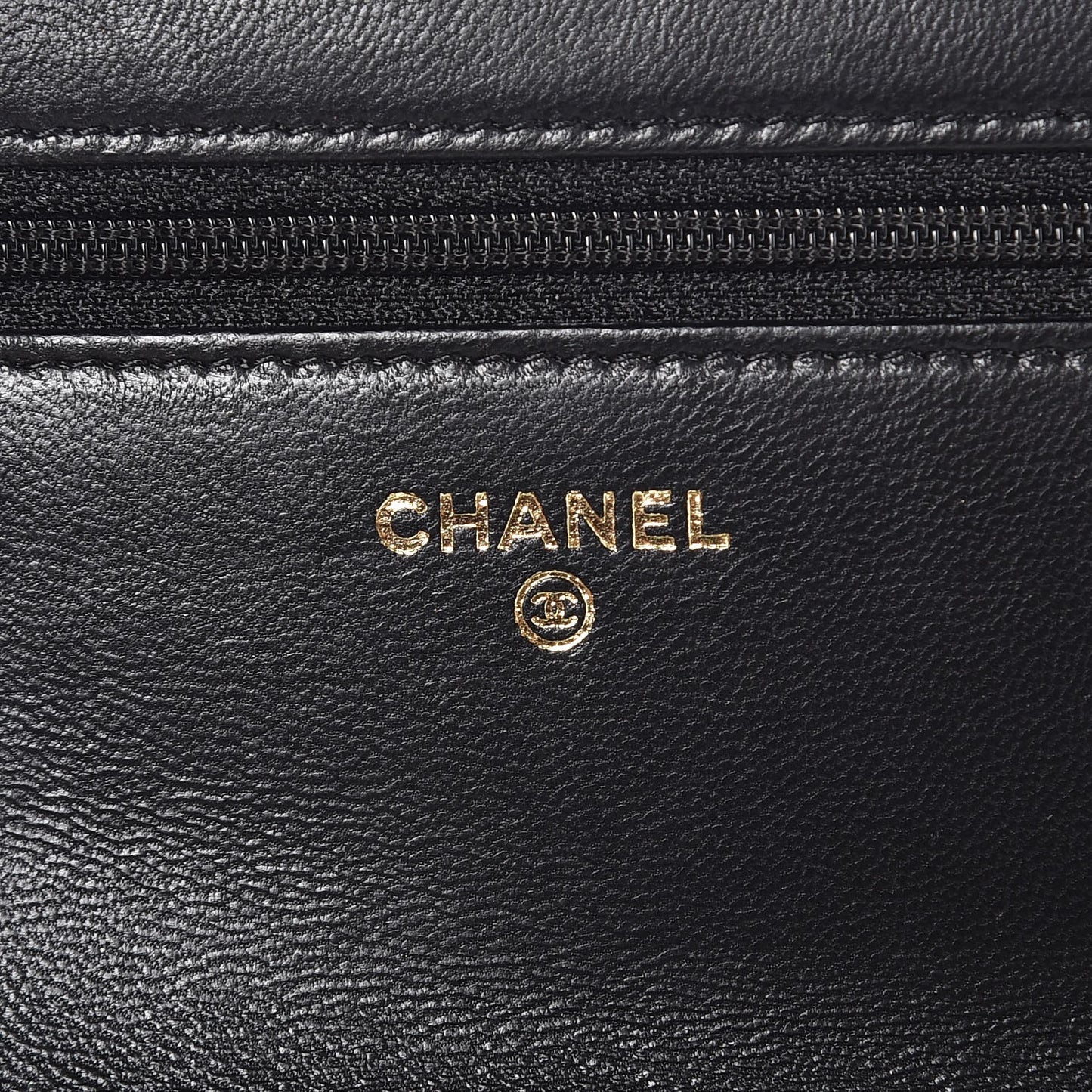 Lambskin Quilted Golden Class Wallet on Chain WOC Black