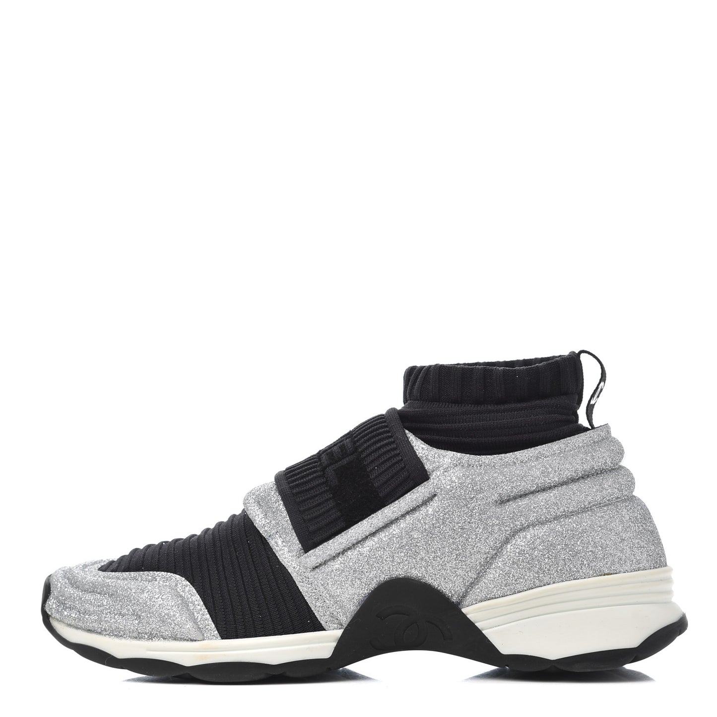 Glitter Stretch Fabric CC Sneakers 35 Black Silver