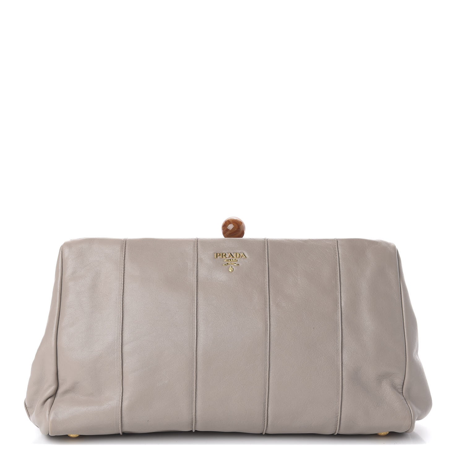 Prada Soft Calf Frame Clutch Argilla 1 of 8