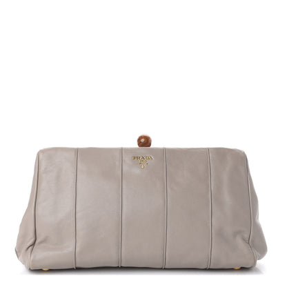 Prada Soft Calf Frame Clutch Argilla 1 of 8