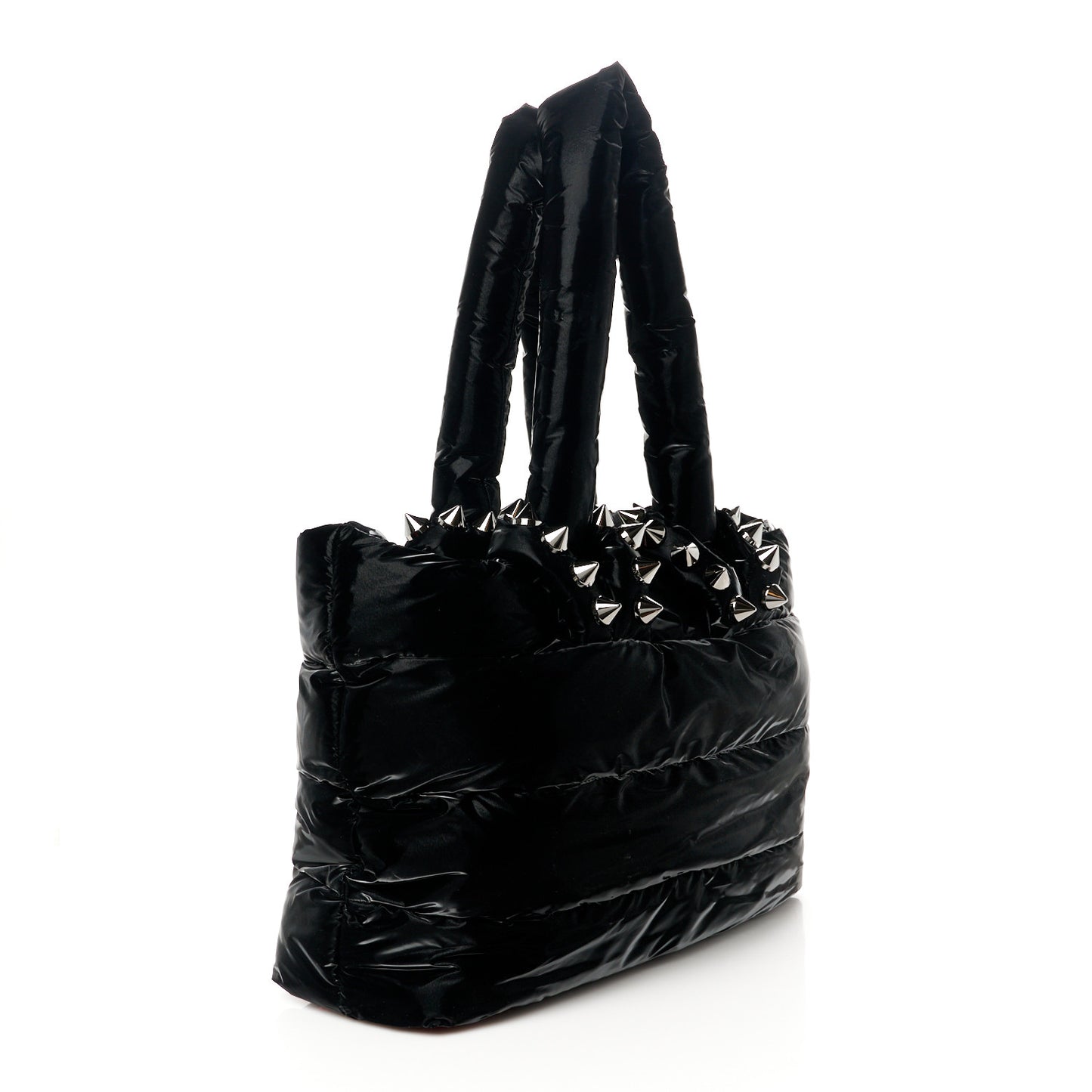 Nylon Padded Gloss Large Cabamoon Tote Black