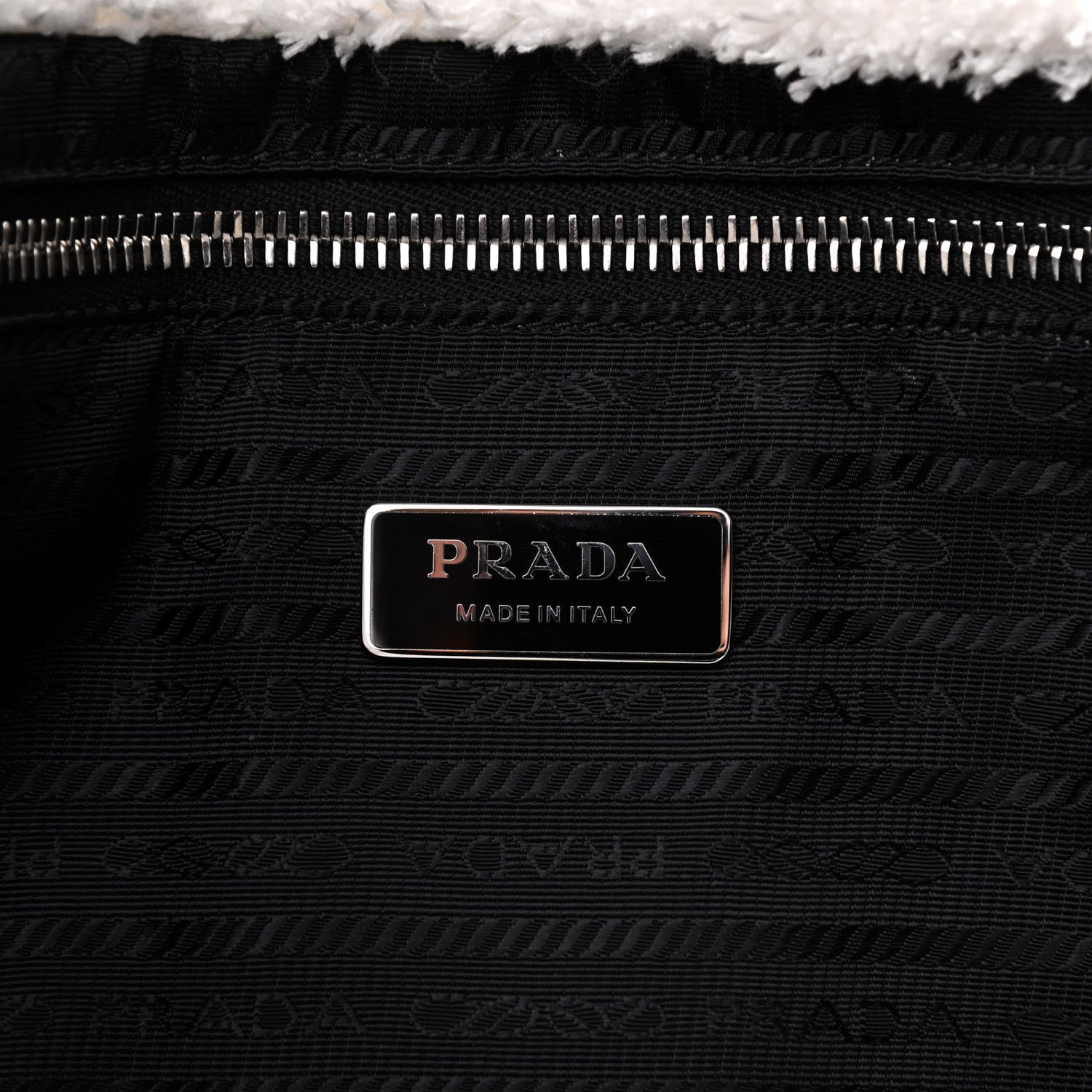 Prada Terry Cloth Tote Bag White Black 6 of 9