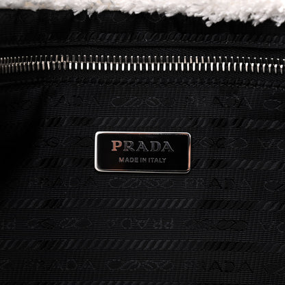 Prada Terry Cloth Tote Bag White Black 6 of 9