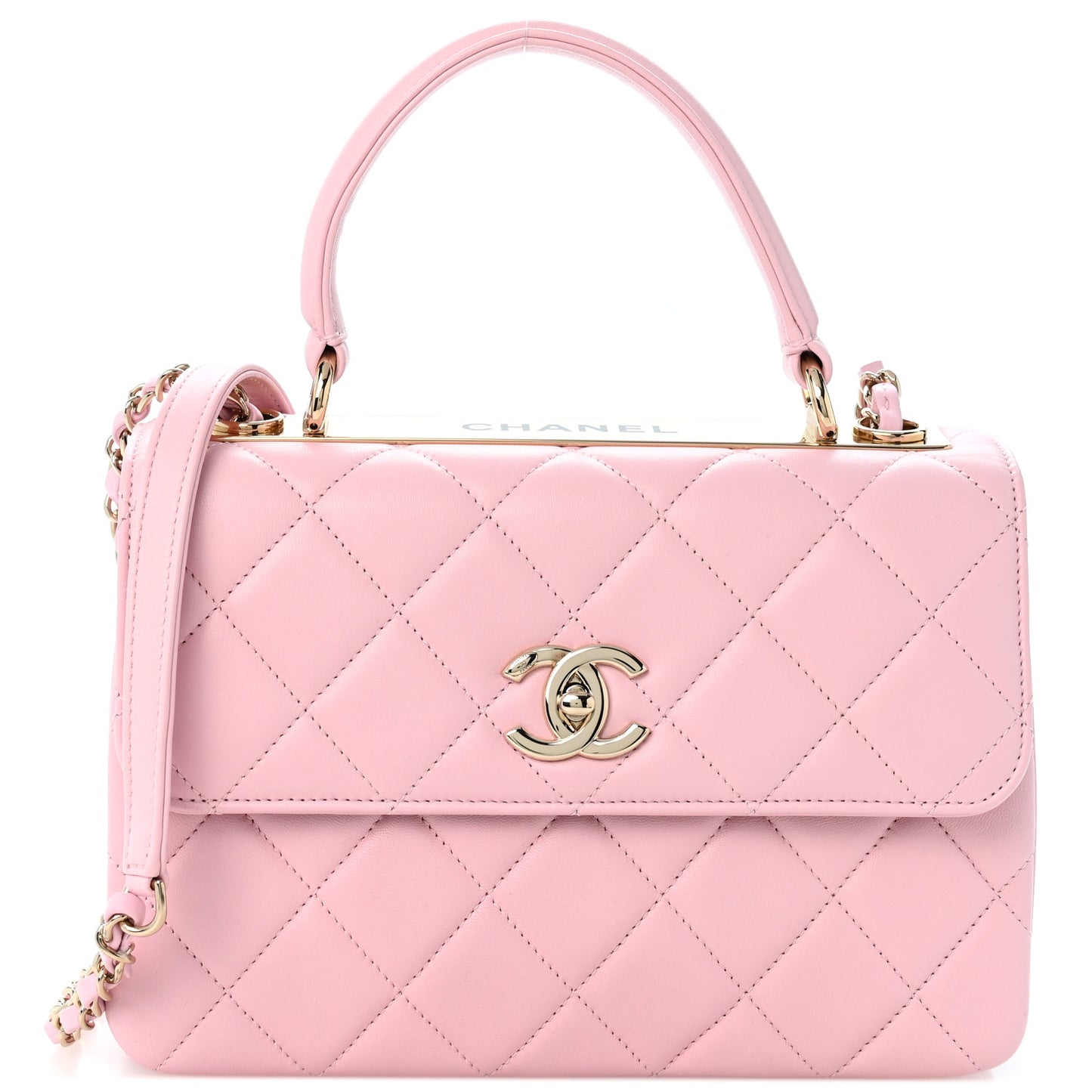 Lambskin Quilted Small Trendy CC Flap Dual Handle Bag Light Pink
