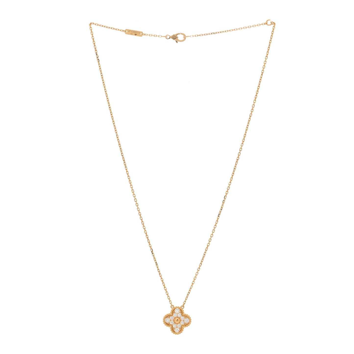 18K Yellow Gold Diamond Vintage Alhambra Pendant Necklace