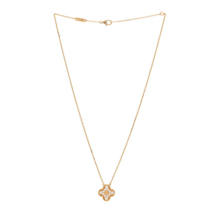 Van Cleef & Arpels 18K Yellow Gold Diamond Vintage Alhambra Pendant Necklace 3 of 7