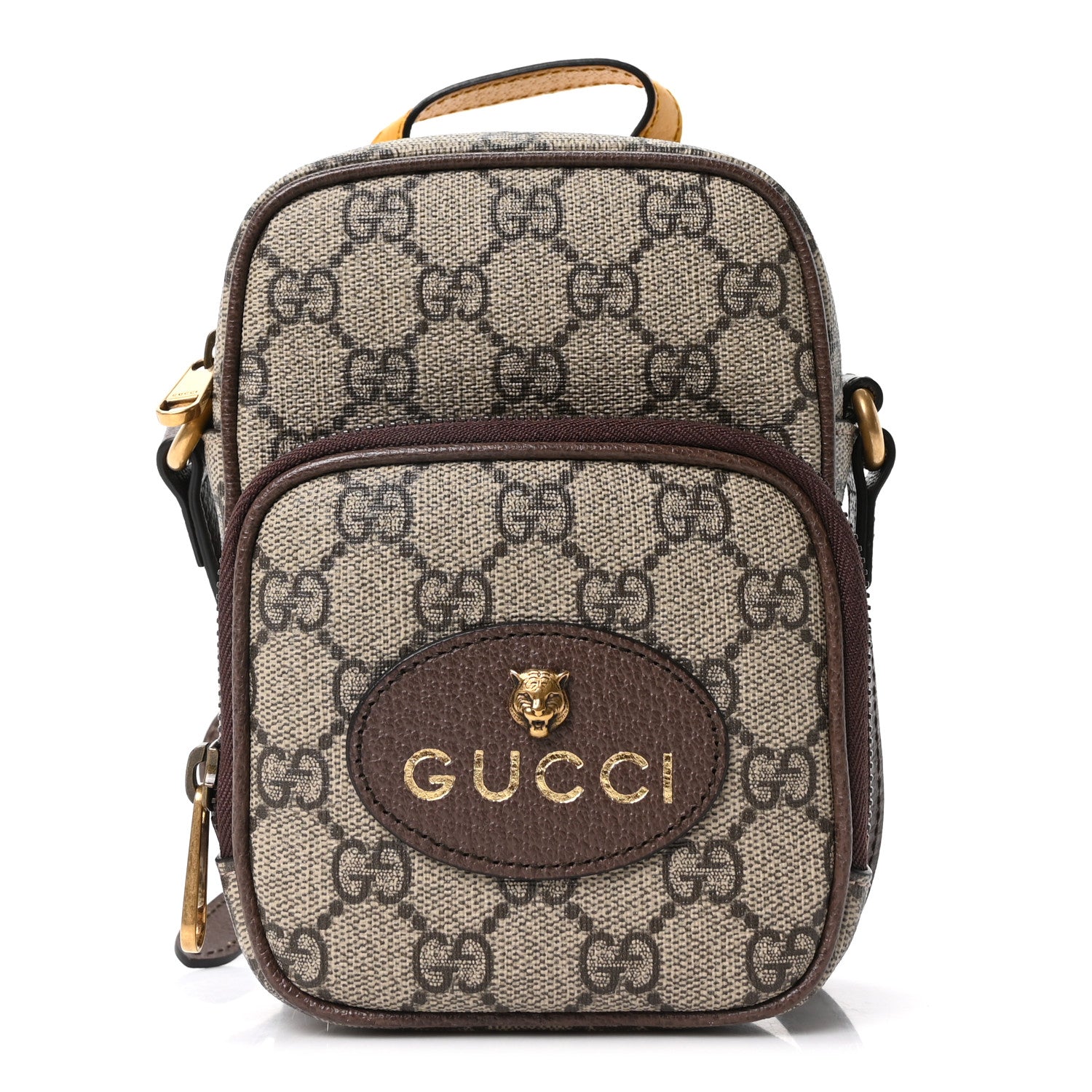 Gucci GG Supreme Monogram Mini Neo Vintage Double Zip Messenger Bag Beige New Acero Crop 1 of 10