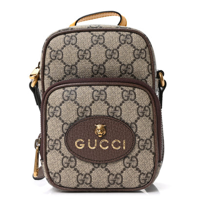 Gucci GG Supreme Monogram Mini Neo Vintage Double Zip Messenger Bag Beige New Acero Crop 1 of 10
