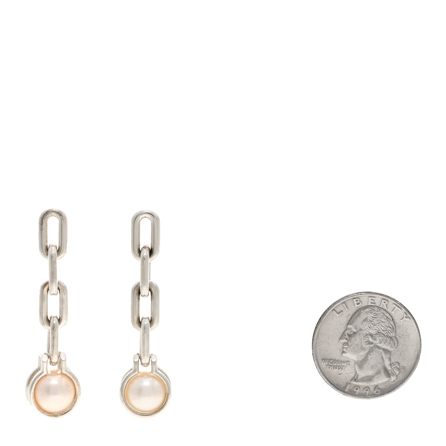 Tiffany Sterling Silver Pearl HardWear Triple Link Earrings 2 of 5