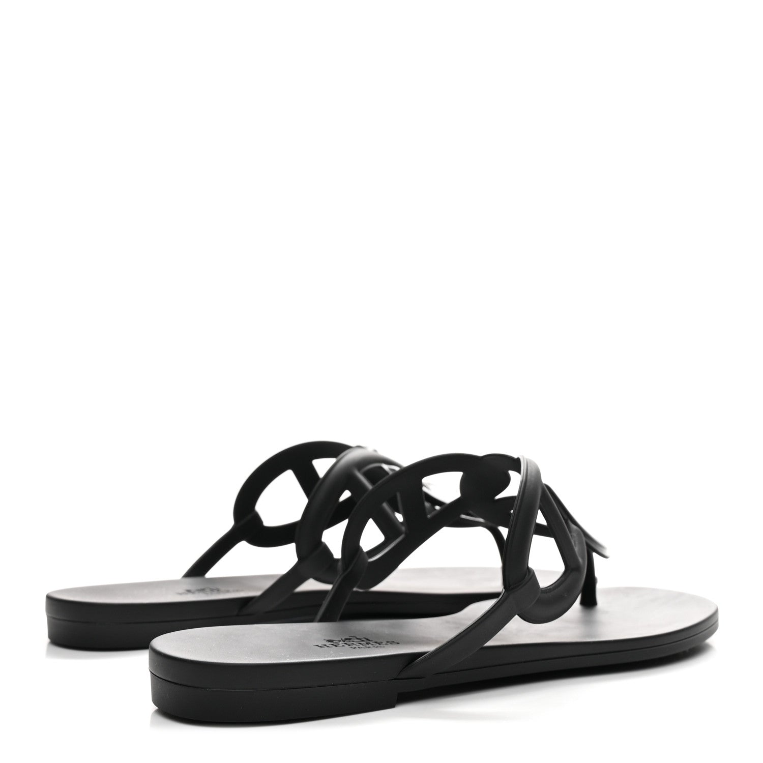 Hermes Rubber Womens Egerie Sandals 39 Black 5 of 9
