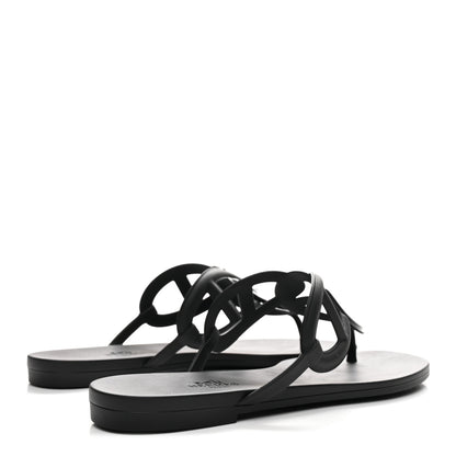 Hermes Rubber Womens Egerie Sandals 39 Black 5 of 9