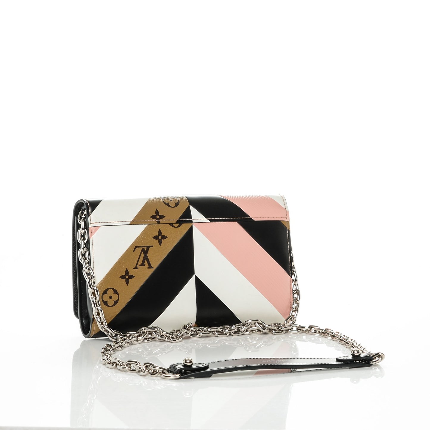 Epi Reverse Monogram Twist Chain Wallet Rose Ballerine