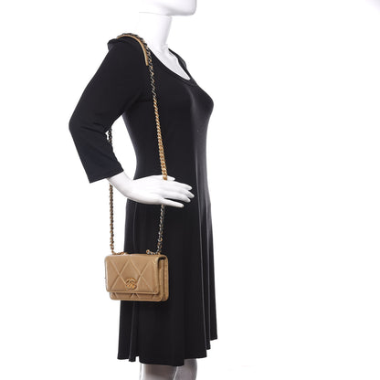 Chanel Metallic Goatskin Quilted 19 Wallet On Chain WOC Gold 2 of 15