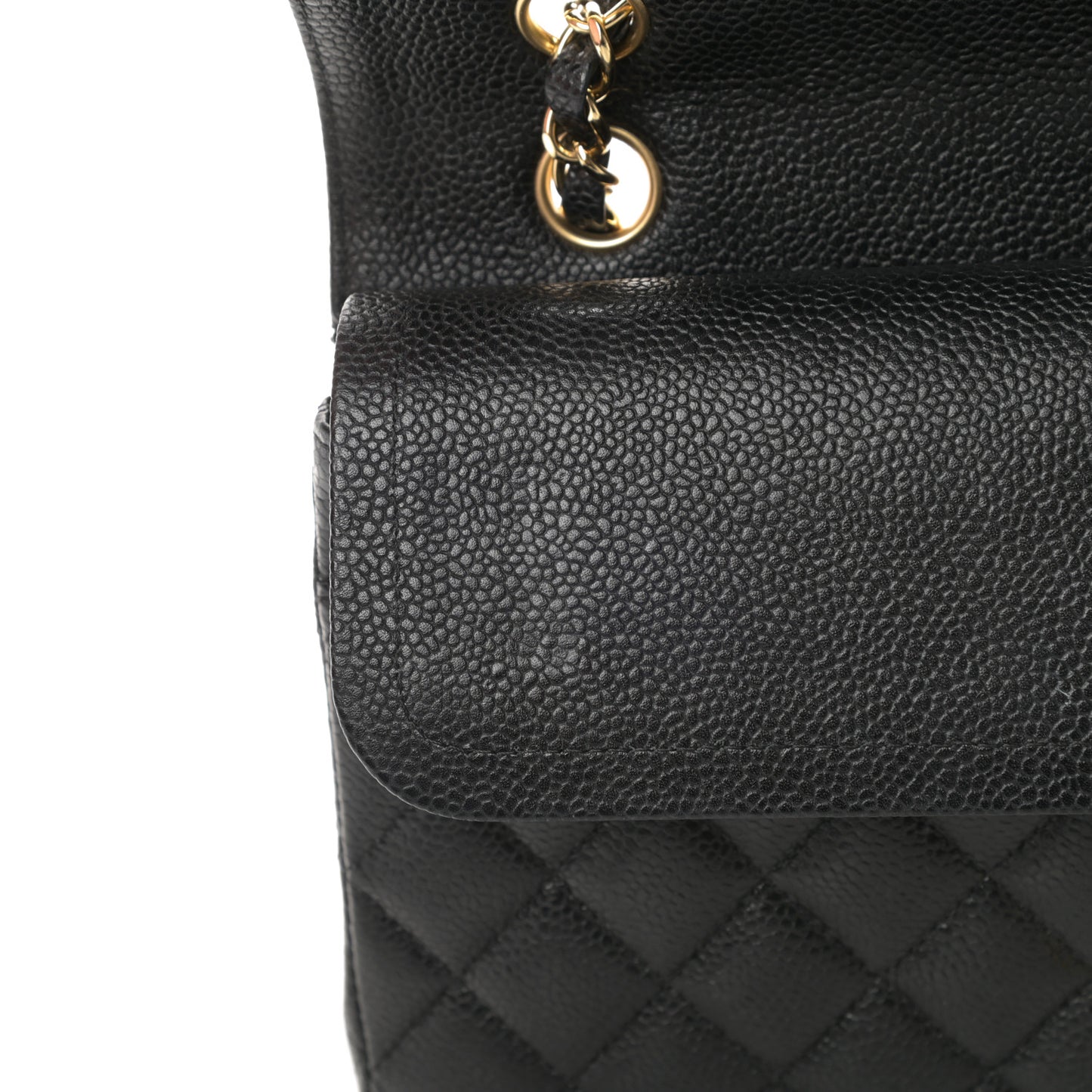 Caviar Quilted Medium Double Flap Black