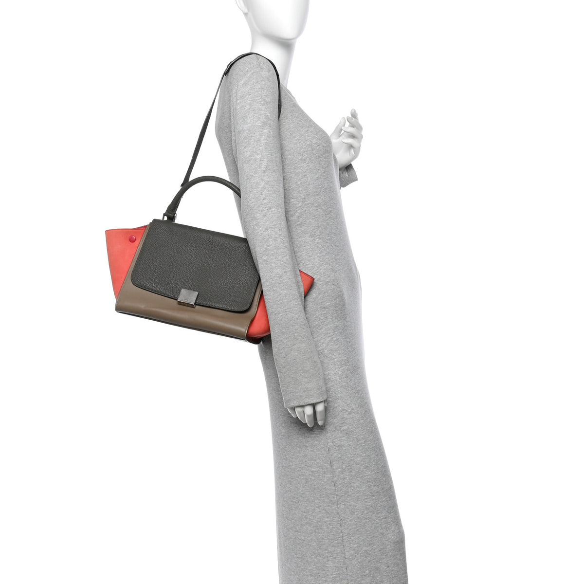 Celine Smooth Calfskin Suede Small Tri-Color Trapeze Pink 2 of 13