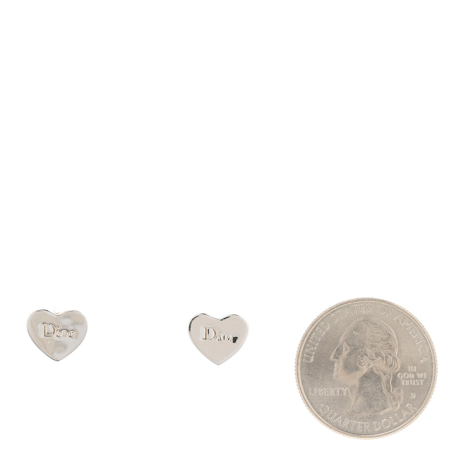 Christian Dior Metal Heart Logo Earrings Silver 2 of 4