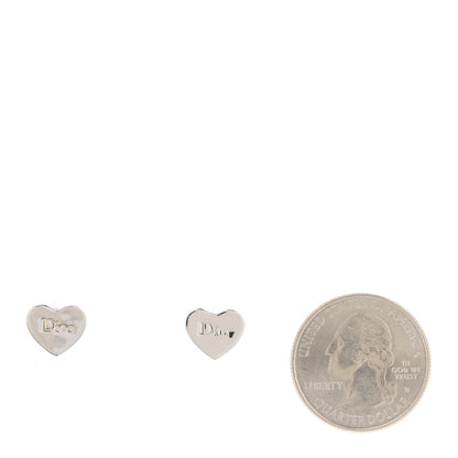 Christian Dior Metal Heart Logo Earrings Silver 2 of 4