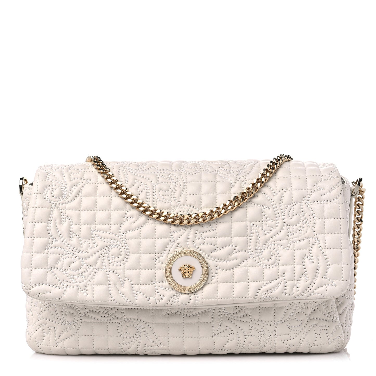Nappa Barocco Quilted Vanitas Crossbody White