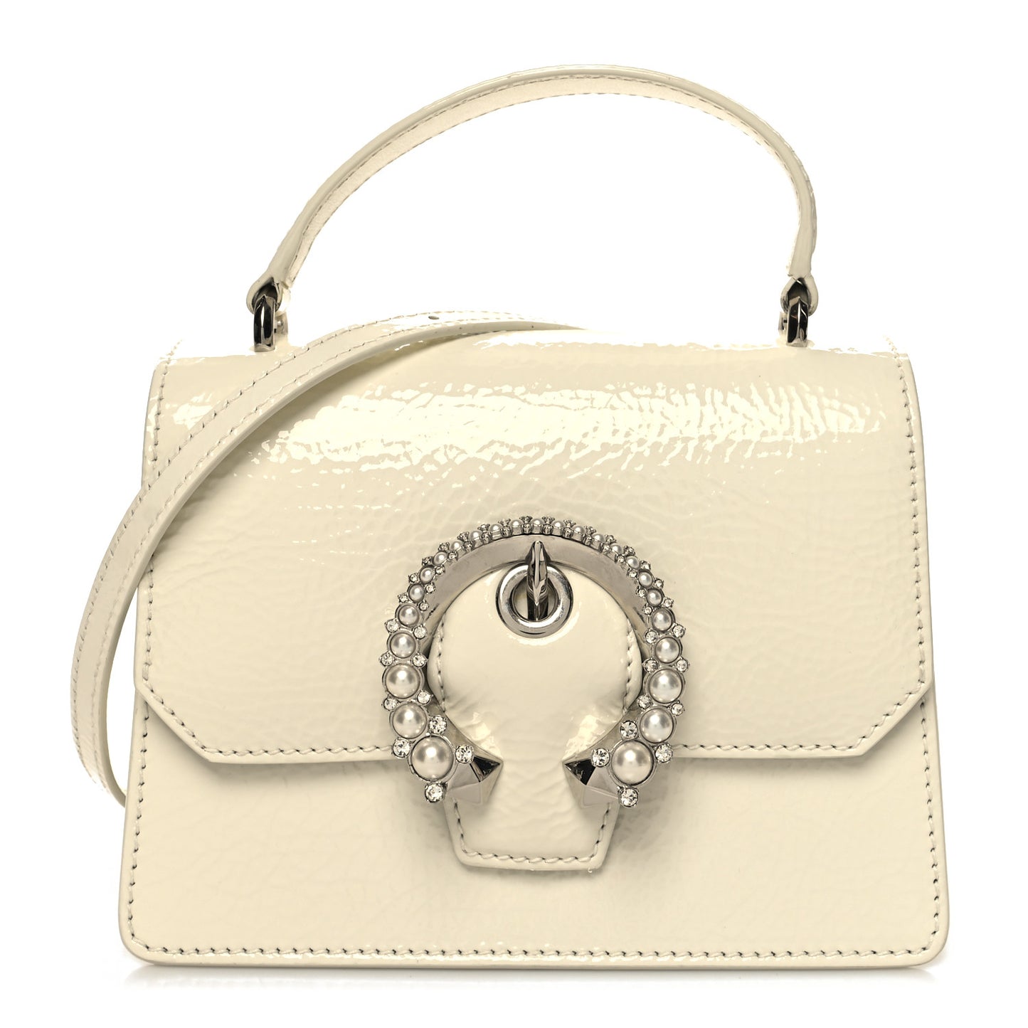 Textured Patent Calfskin Small Madeline Satchel Latte
