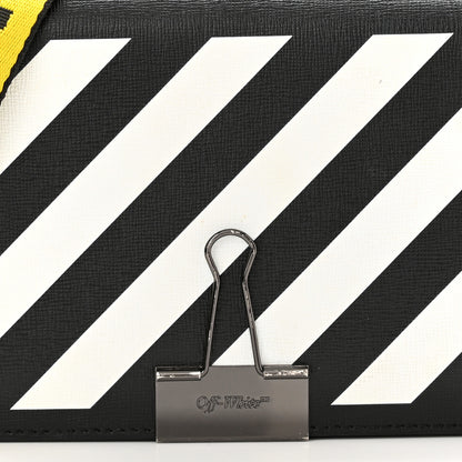 Off-White Saffiano Striped Mini Diag Binder Clip Bag Black White Yellow 8 of 12