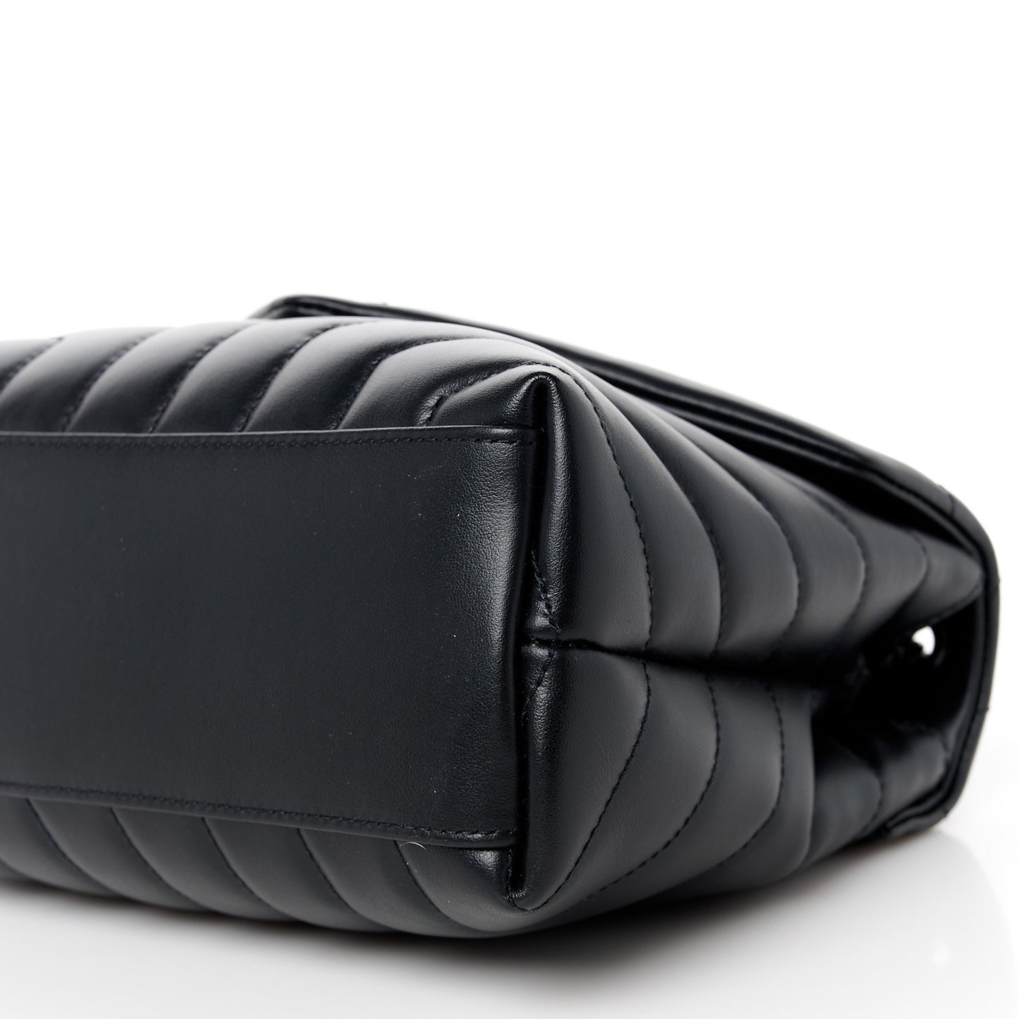 Calfskin Y Quilted Monogram Monochrome Small Loulou Chain Satchel Black