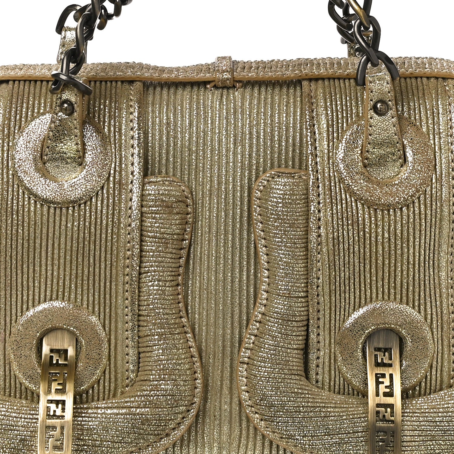Fendi Metallic Corduroy B Bag Gold 7 of 10