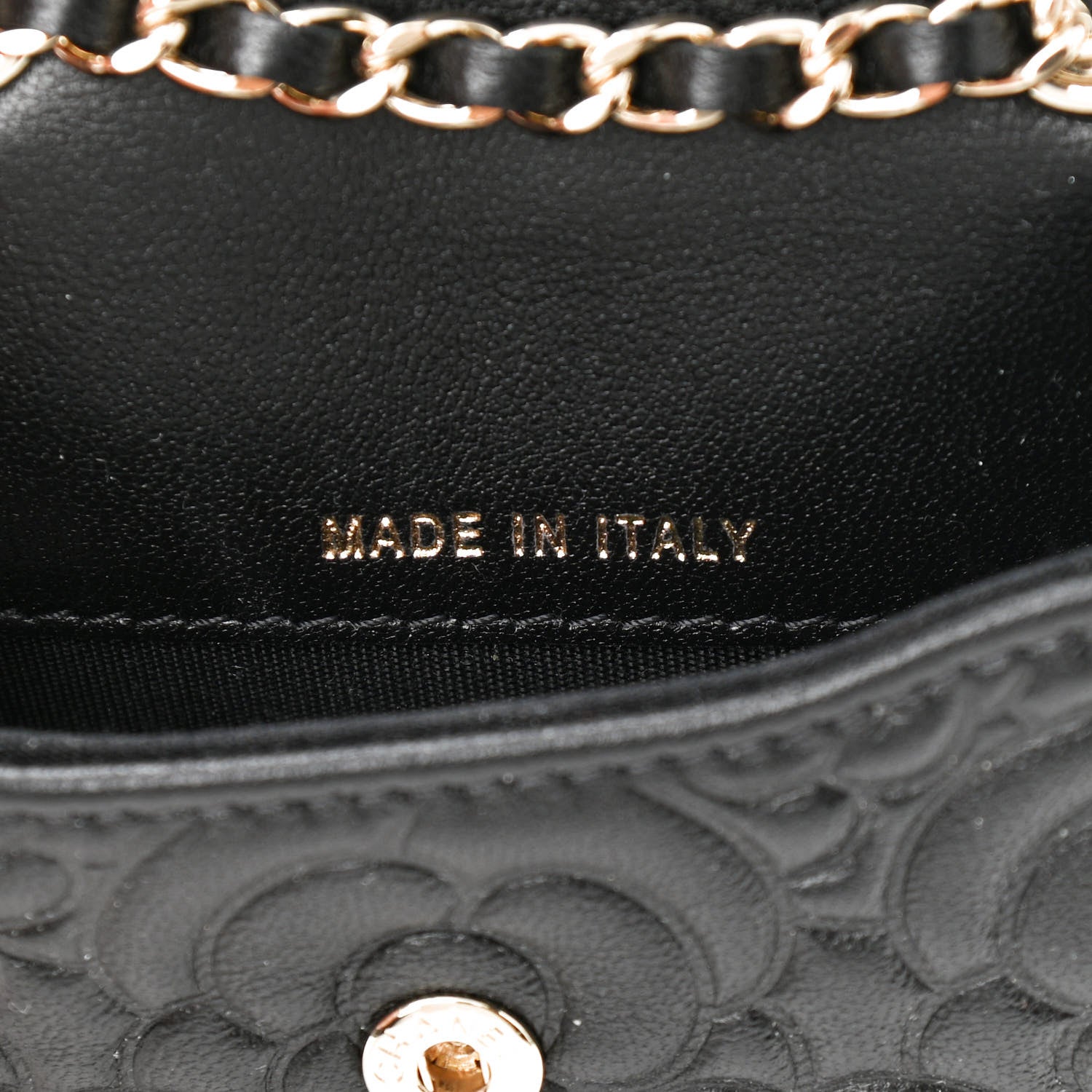 Chanel Lambskin Camellia Embossed Chain Belt Bag Black 7 of 12