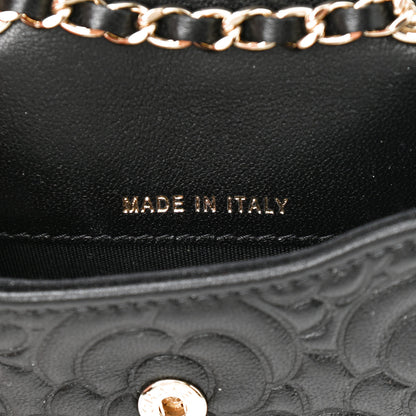 Chanel Lambskin Camellia Embossed Chain Belt Bag Black 7 of 12