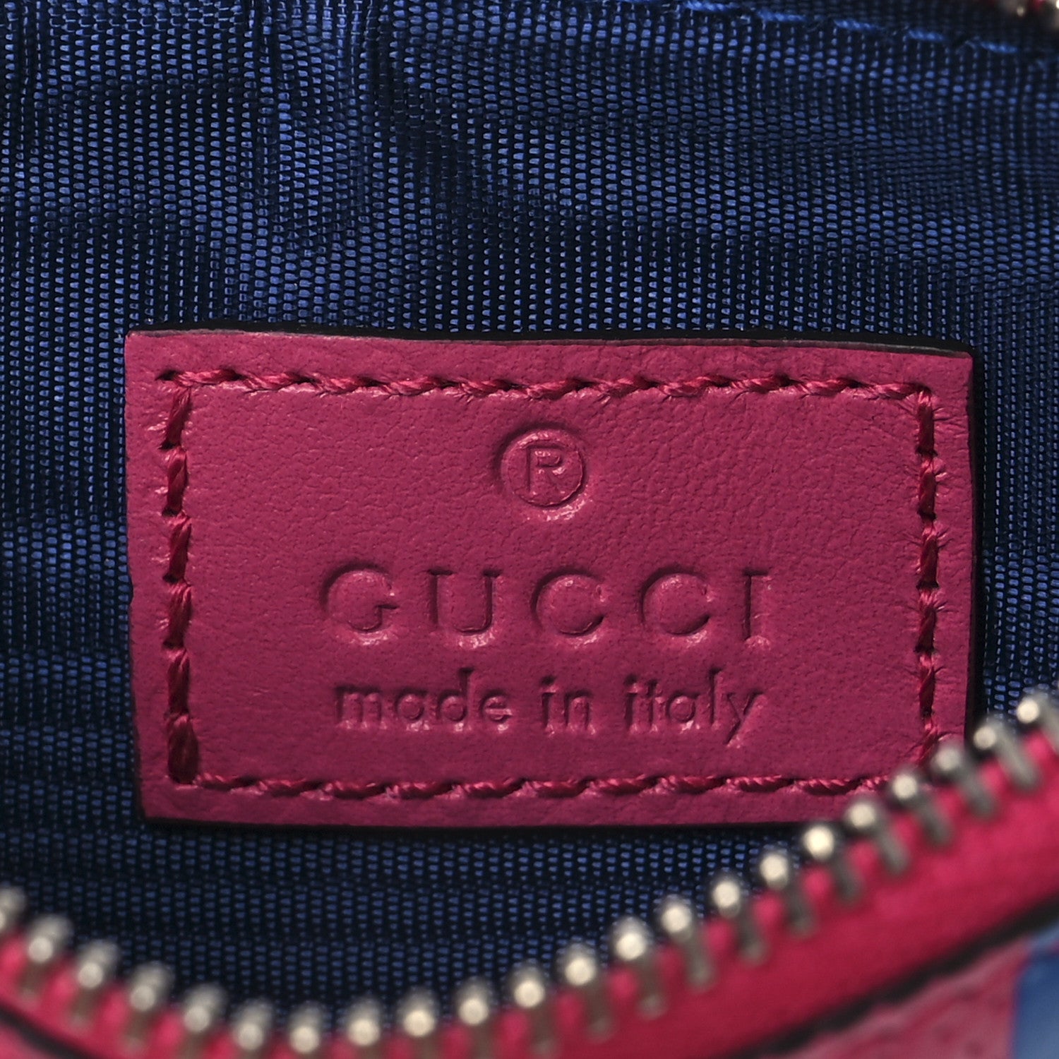 Gucci Calfskin GG Tennis Bi-Color Embossed Zip Wallet Modern Fucsia Modern Blue 6 of 8