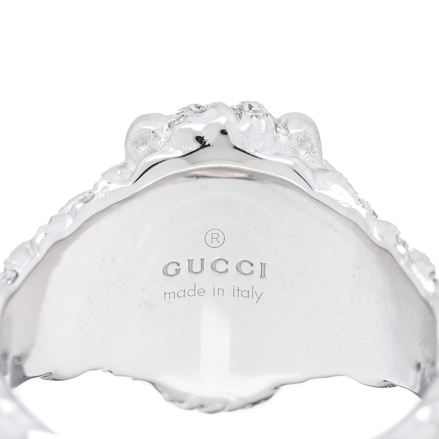 18K White Gold Diamond Aquamarine Pave Lion Head Ring 52 6