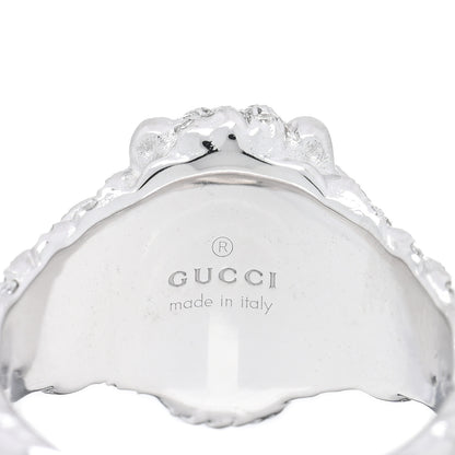 Gucci 18K White Gold Diamond Aquamarine Pave Lion Head Ring 52 6 4 of 4