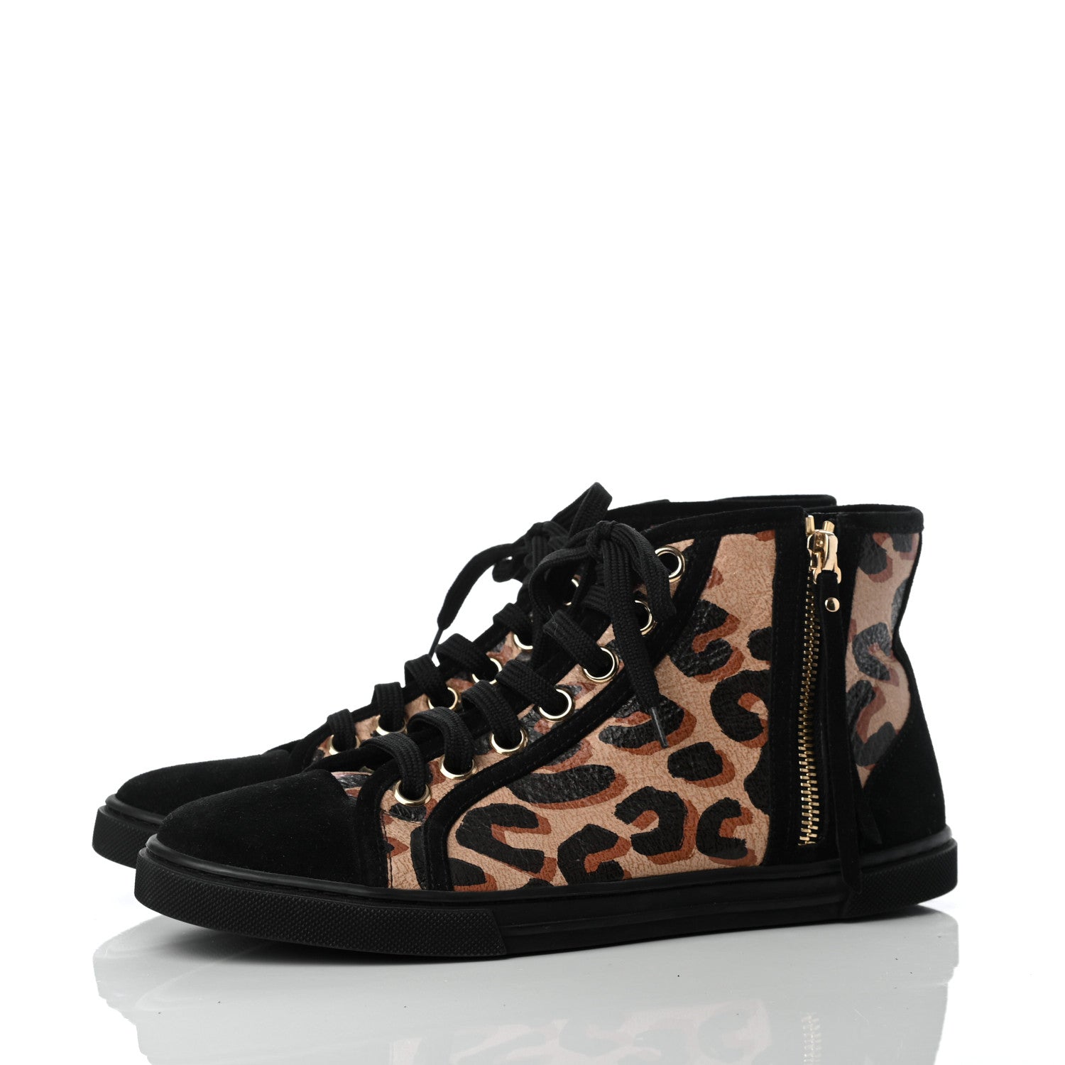 Louis Vuitton Calfskin Leopard Print Suede Stephen Sprouse High Top Sneakers 37 3 of 9