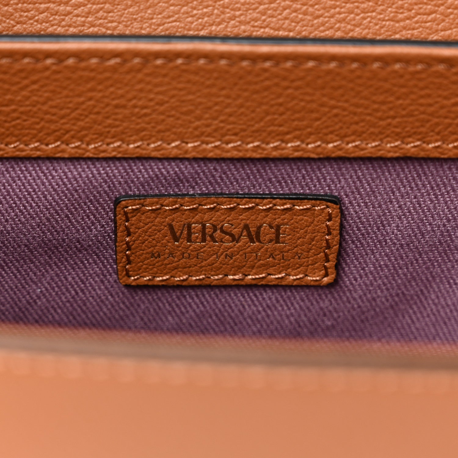 Versace Grained Calfskin La Medusa Small Shoulder Bag Brown 6 of 9