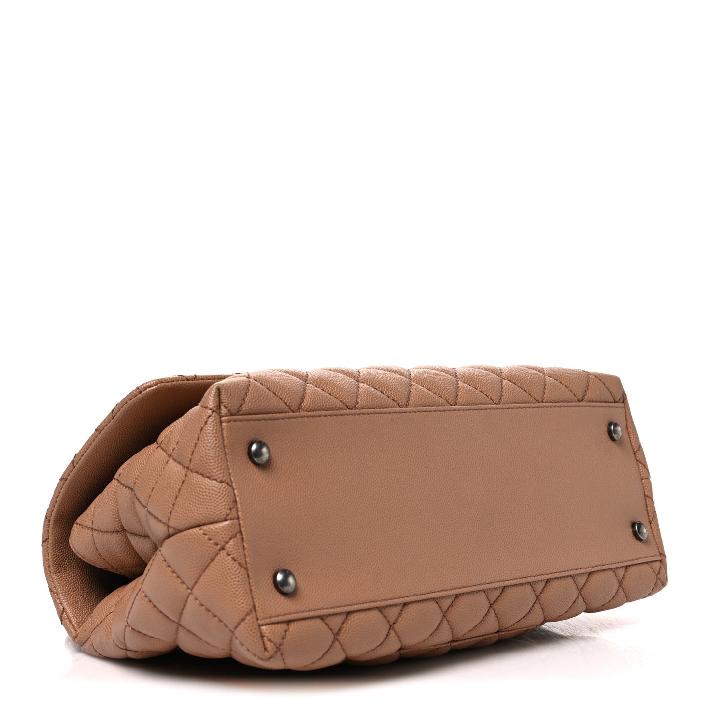Caviar Quilted Small Coco Handle Flap Beige