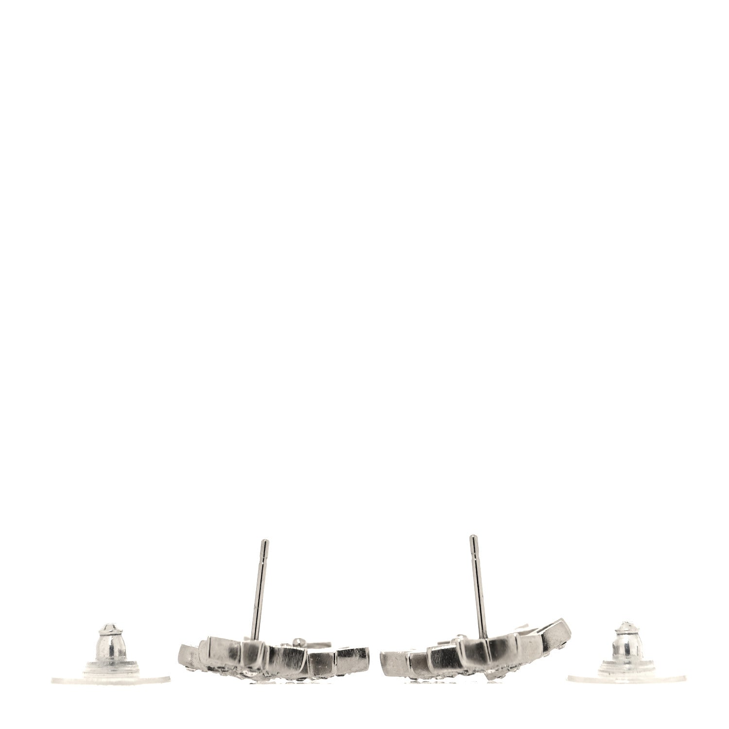 Chanel Crystal Star CC Earrings Silver 3 of 4