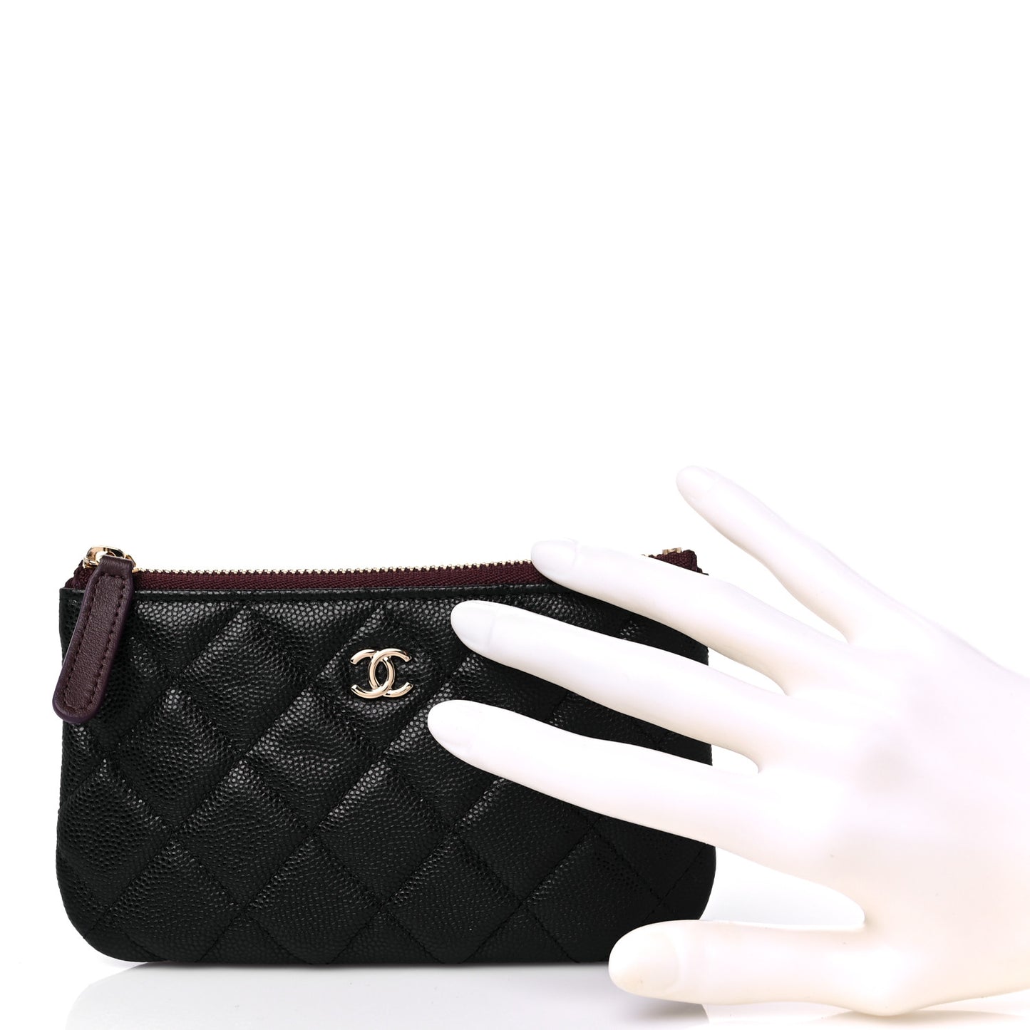 Lambskin Quilted Small Cosmetic Case Black