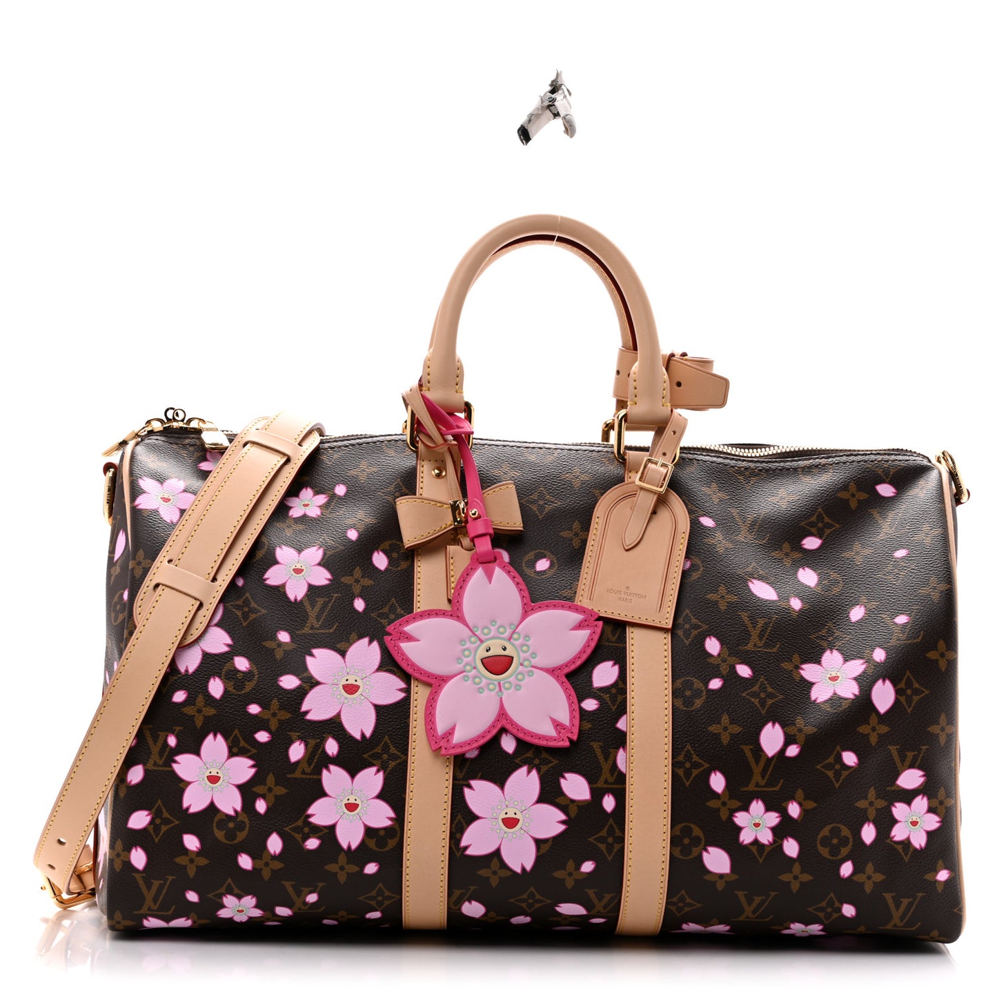LV X TM Monogram Cherry Blossom Keepall Bandouliere 45 Sakura Brown