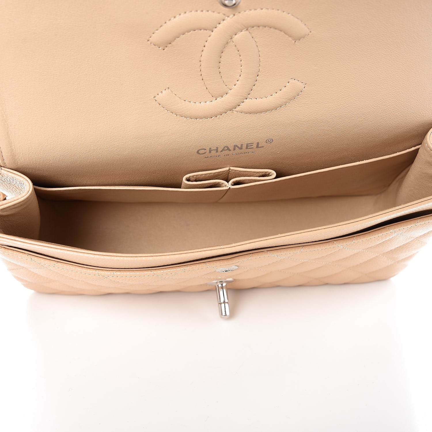 Chanel Caviar Quilted Medium Double Flap Beige Clair 5 of 9
