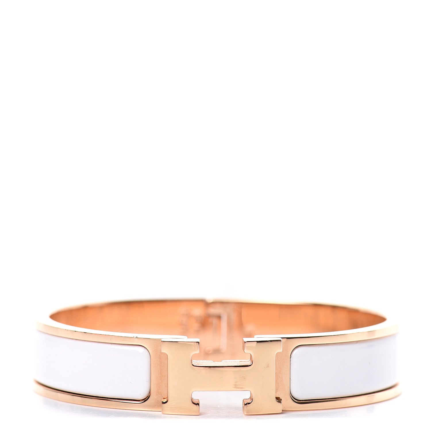 Hermes Enamel Narrow Clic Clac H Bracelet PM White 1 of 5