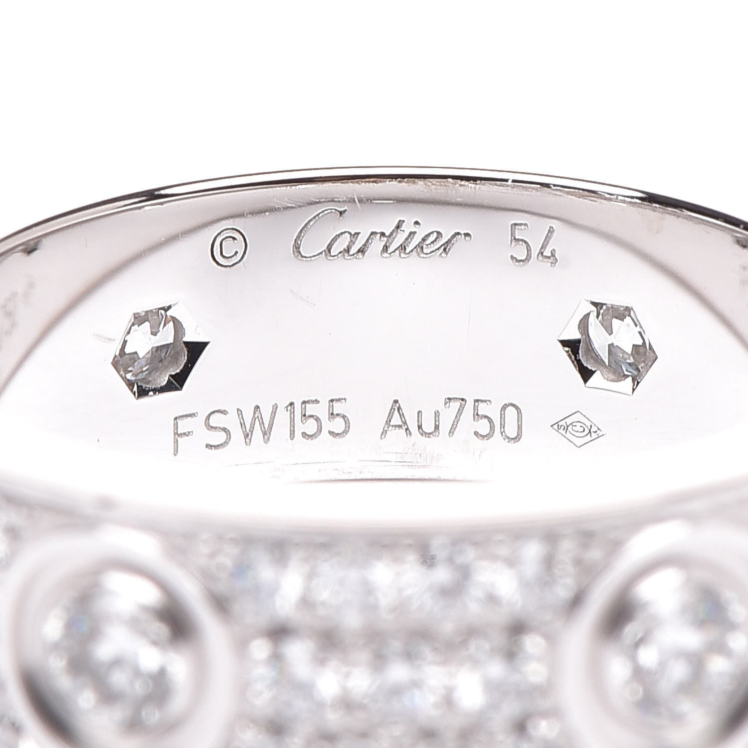 Cartier 18K White Gold Diamond LOVE Paved Ring 54 6.75 4 of 5