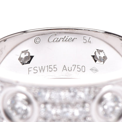 Cartier 18K White Gold Diamond LOVE Paved Ring 54 6.75 4 of 5