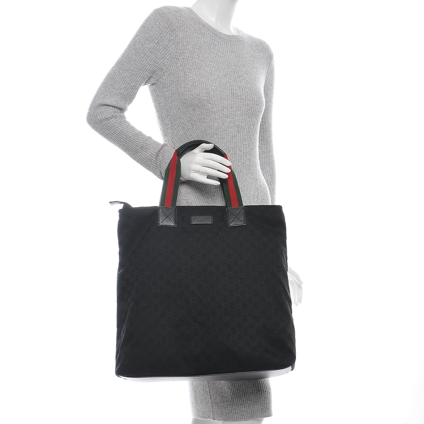 Nylon Monogram Large Web Handle Vertical Tote Black