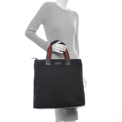 Gucci Nylon Monogram Large Web Handle Vertical Tote Black 2 of 7